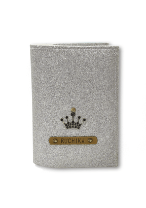 The Messy Corner Passport Cover Personalized Passport Cover - Silver Glitter