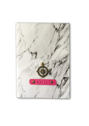 The Messy Corner Passport Cover Personalized Passport Cover - White Marble