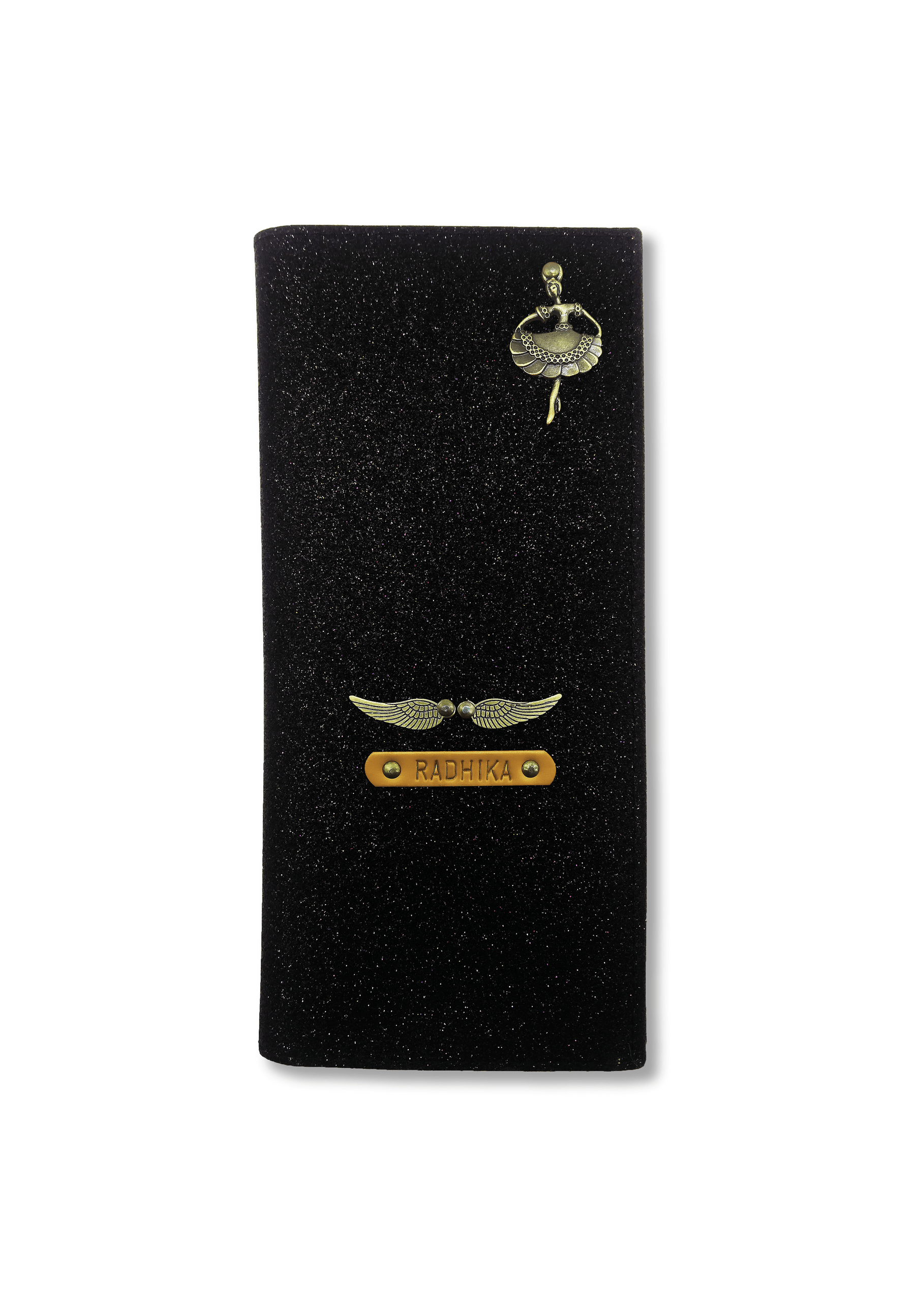 The Messy Corner Travel Wallet Personalized Travel Wallet - Black Glitter
