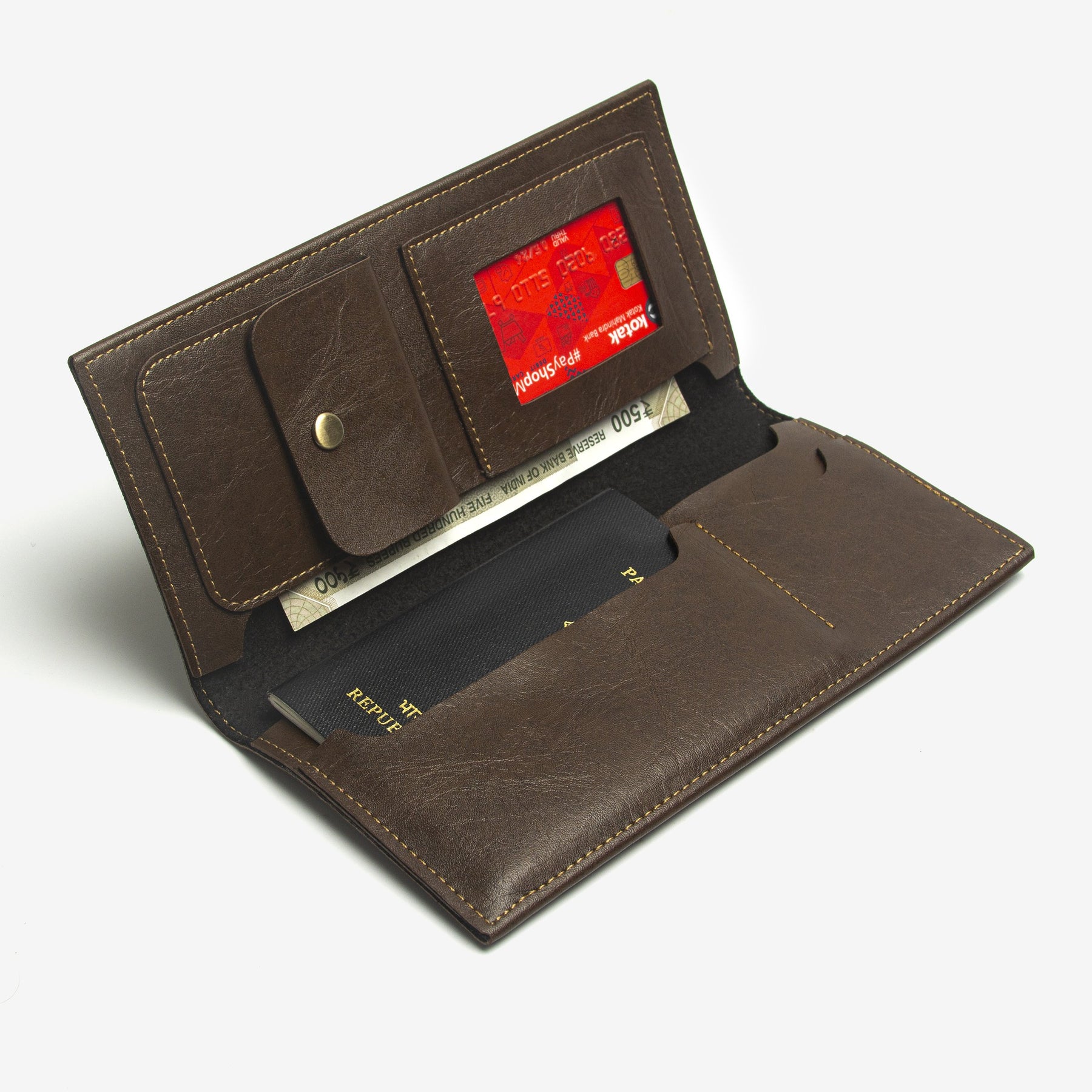 The Messy Corner Travel Wallet Personalized Travel Wallet - Dark Brown