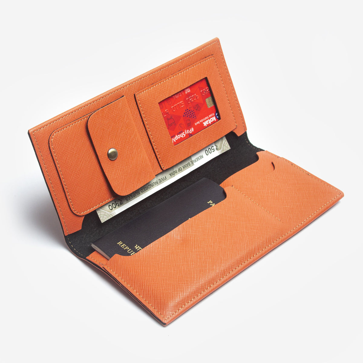 The Messy Corner Travel Wallet Personalized Travel Wallet - Orange
