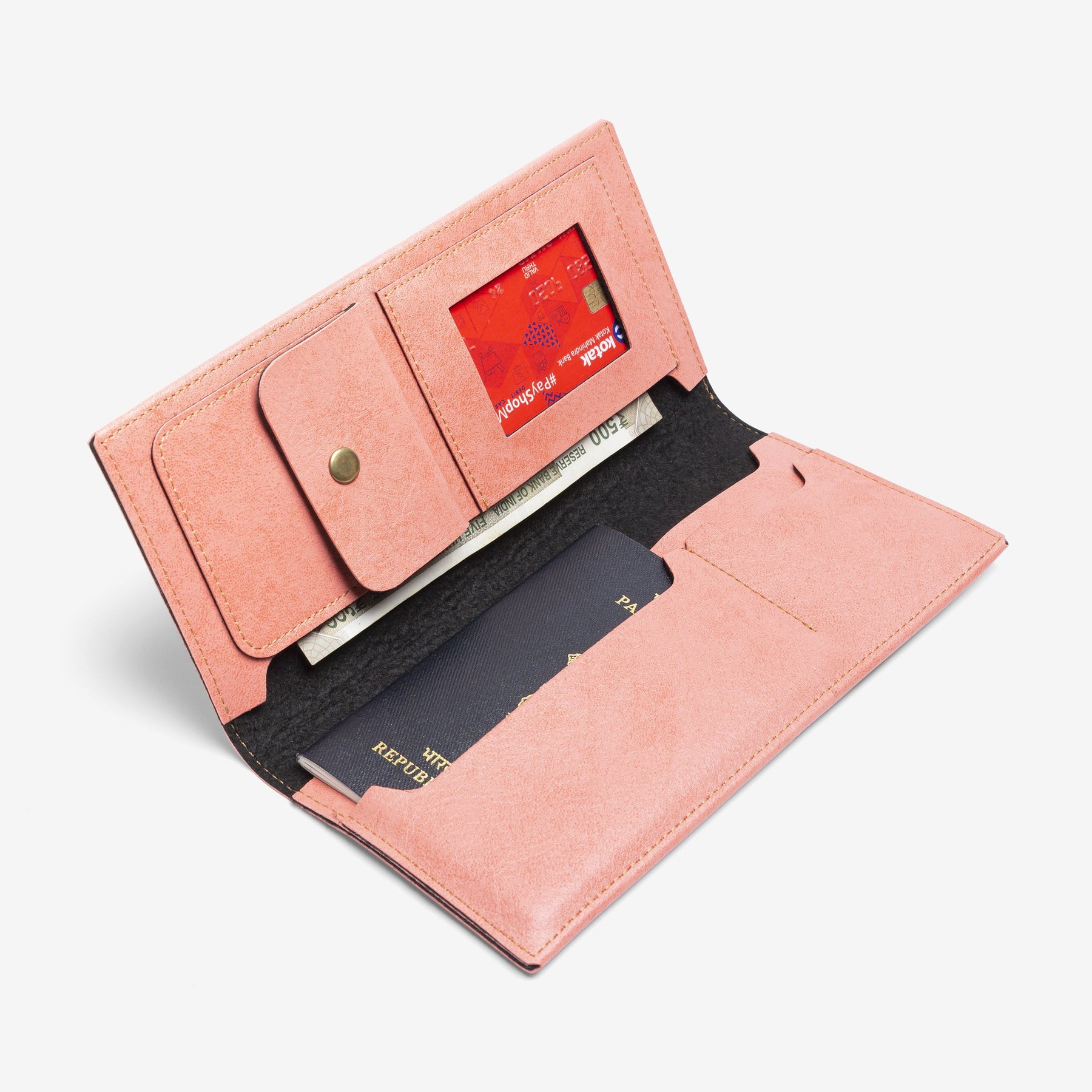 The Messy Corner Travel Wallet Personalized Travel Wallet - Peach