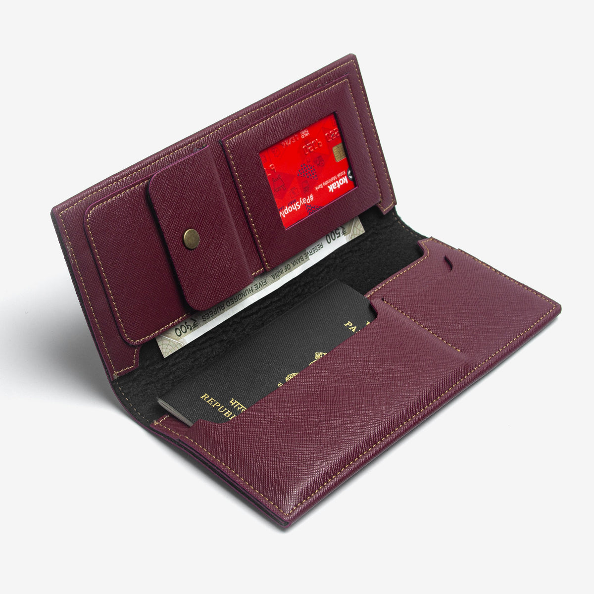 The Messy Corner Travel Wallet Personalized Travel Wallet - Wine