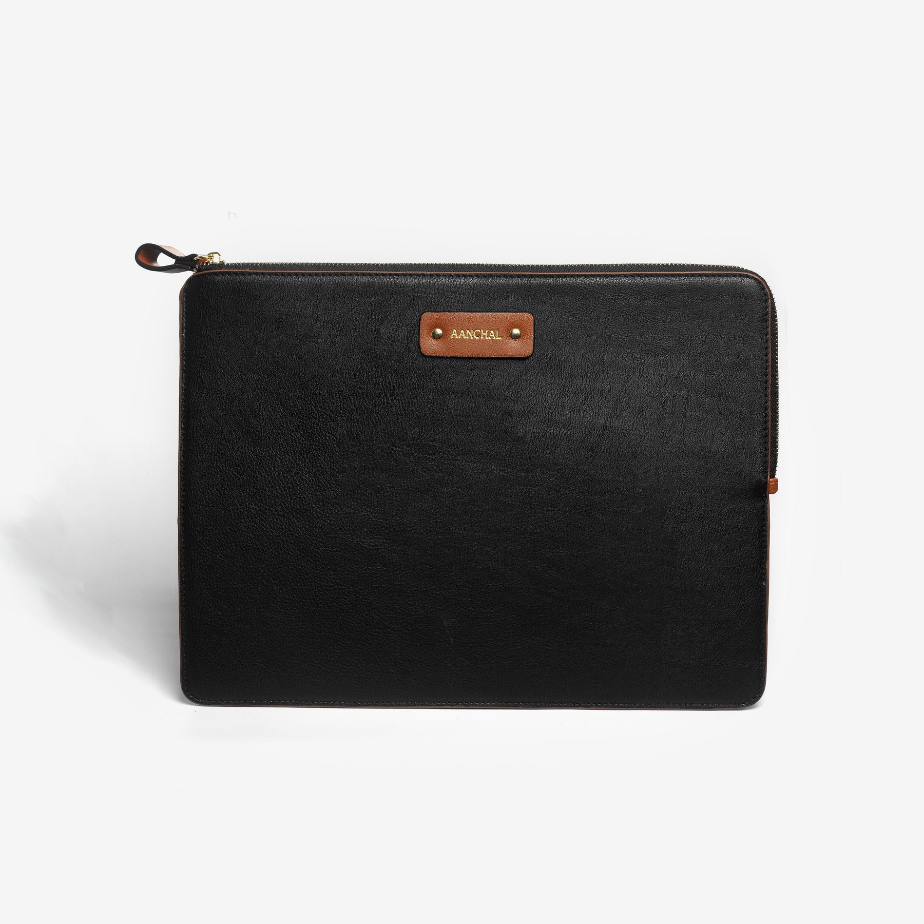Personalized Vegan Leather iPad Sleeve - Classic Black