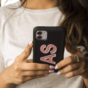 The Messy Corner Phone Cover Shadow Text Personalised iPhone case- Black