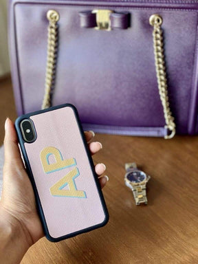 The Messy Corner Phone Cover Shadow Text Personalised iPhone Cover - Salmon Pink